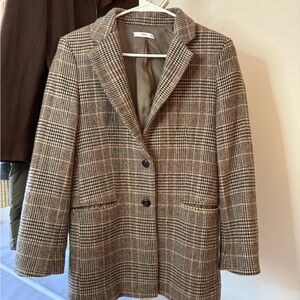 SOLD Mango Plaid Brown Women's Oversized Blazer Coat